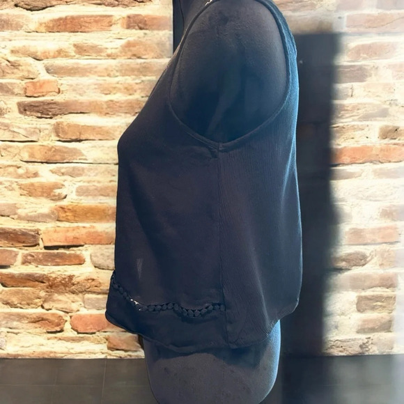 Lush size small black cropped tank top crochet tank top - Picture 2 of 6
